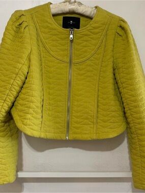 7 For All Mankind Quilted Lime Jacket with Front Zip